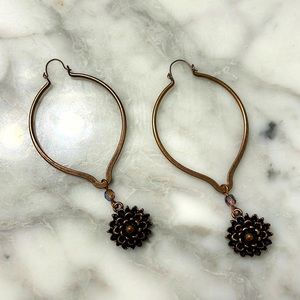 Artisan Copper Floral Earrings